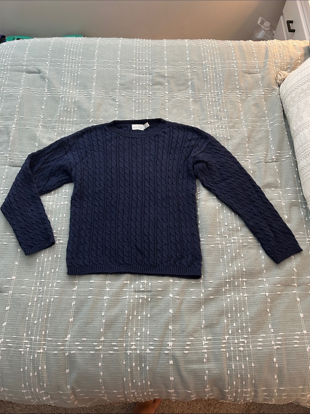 Women’s Navy Cable Knit Crewneck Sweater